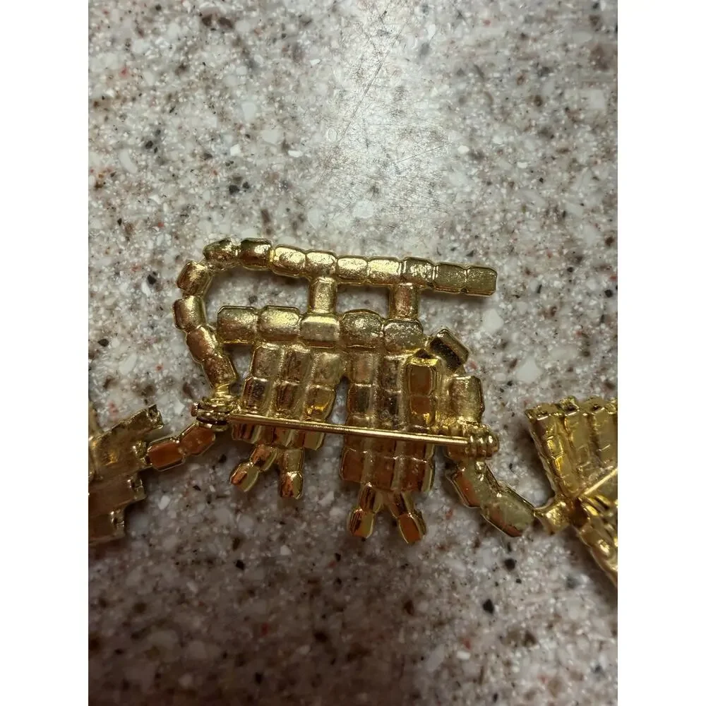 Vnt Multi-Color Prong Set Rhinestone Christmas Gold Tone Pin Brooch Lot Of 5